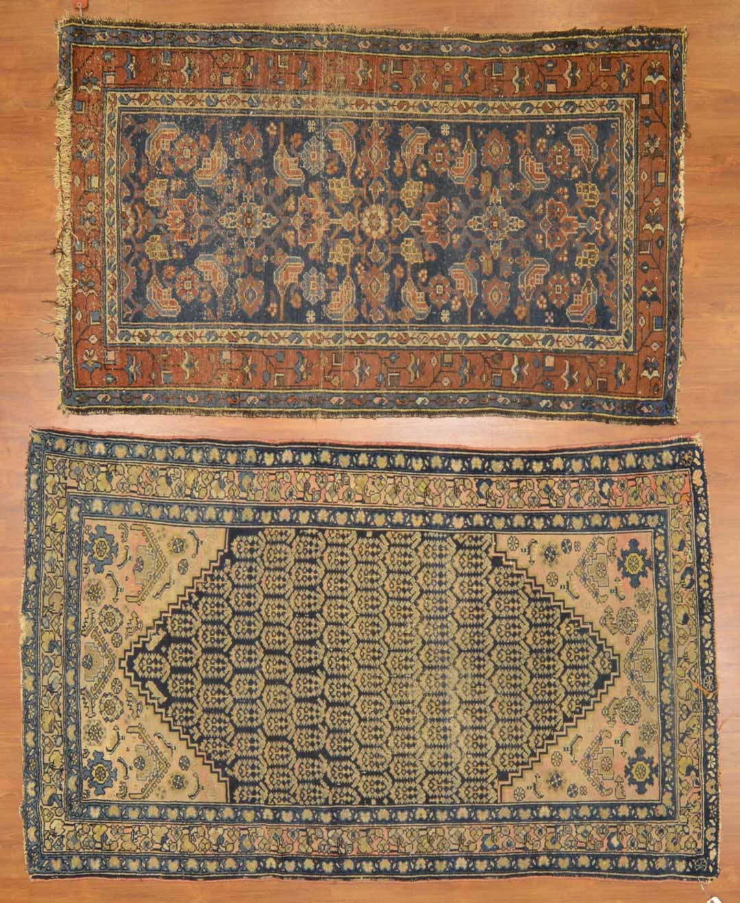 Appraisal: Two antique Hamadan rugs Persia circa Sizes are approximately x