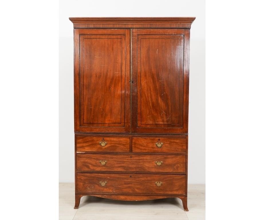 Appraisal: Georgian mahogany linen press circa h x w x d