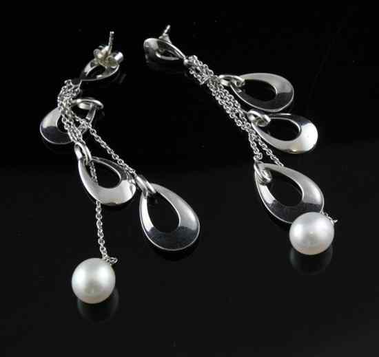 Appraisal: A pair of modern ct white gold and cultured pearl