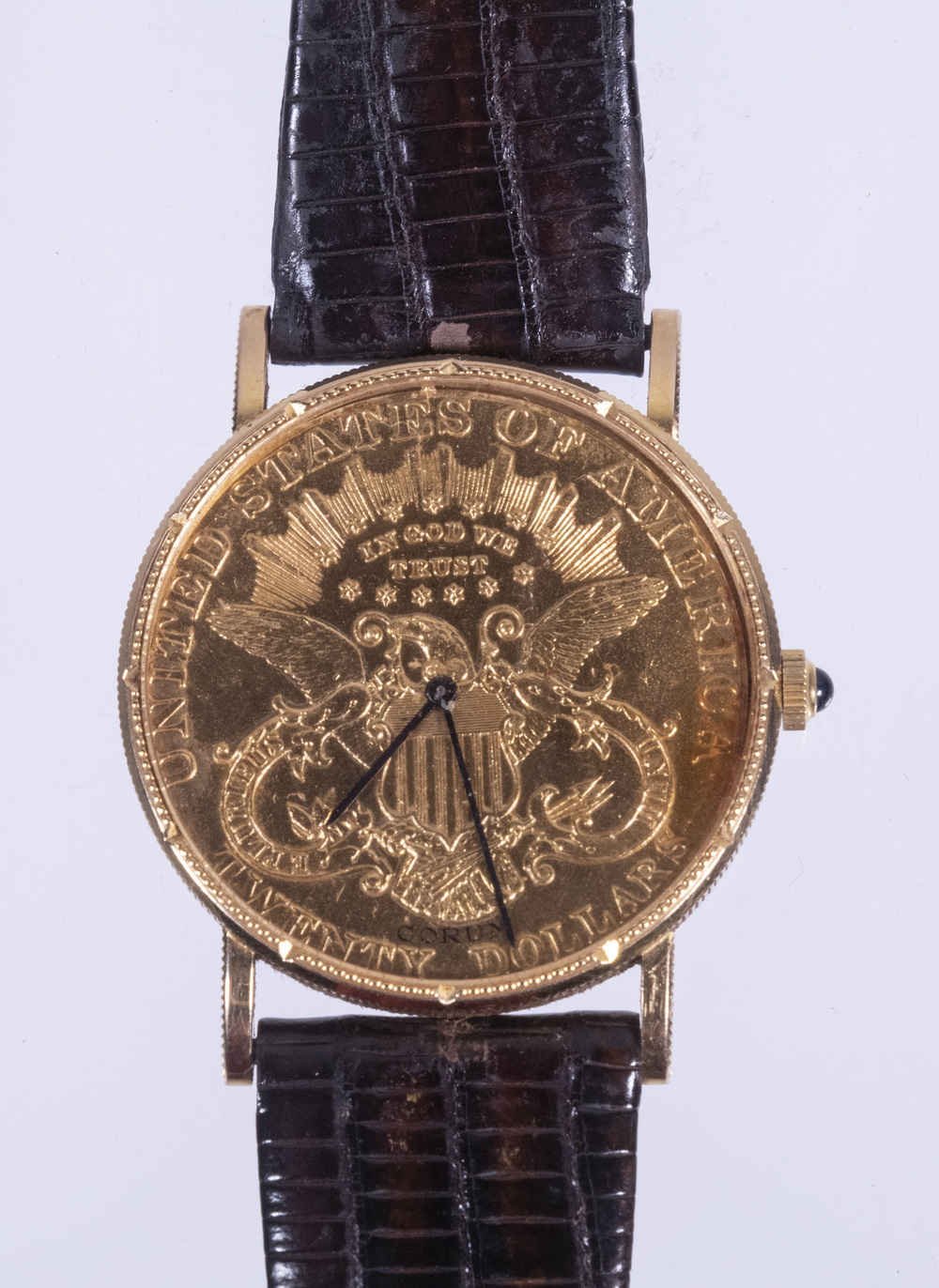 Appraisal: GENT'S CORUM WRISTWATCH K Double eagle yellow gold coin quartz