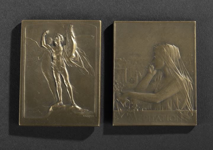 Appraisal: Two French Bronze Allegorical Art Medals and the first by