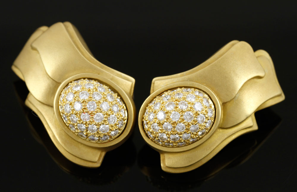 Appraisal: - Kieselstien-Cord K Gold and Diamond Earrings Barry Kieselstien-Cord K