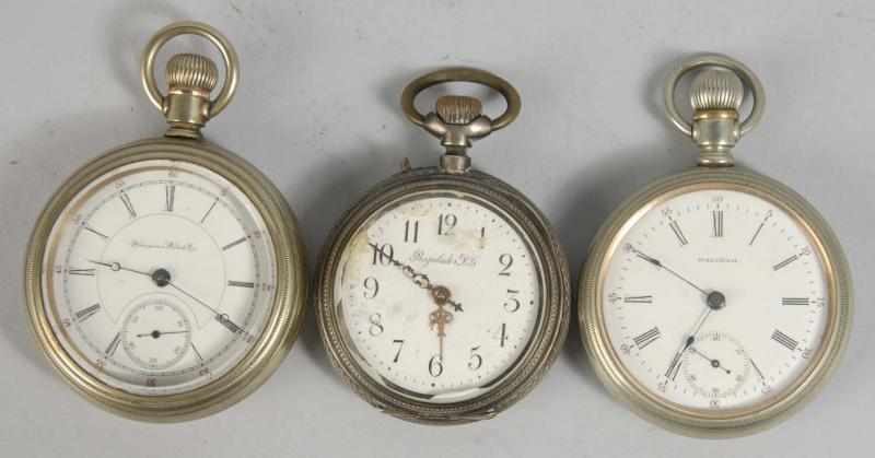 Appraisal: Lot of Open Face Railroad Pocket Watches Description Hampden working