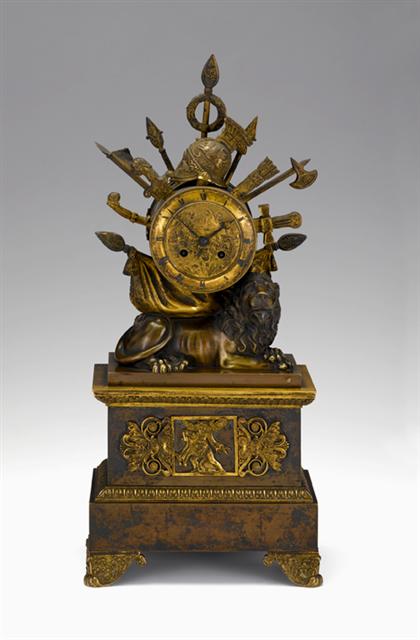 Appraisal: Empire ormolu and patinated bronze mantel clock circa The ormolu