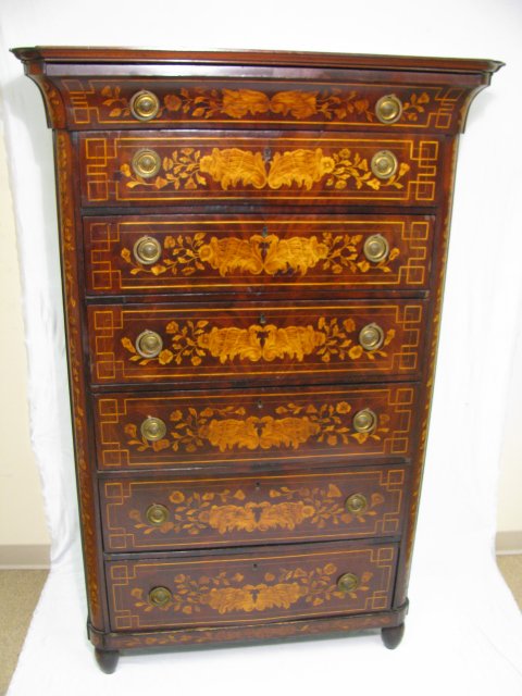 Appraisal: Dutch Mid th century seven drawer highboy with all over