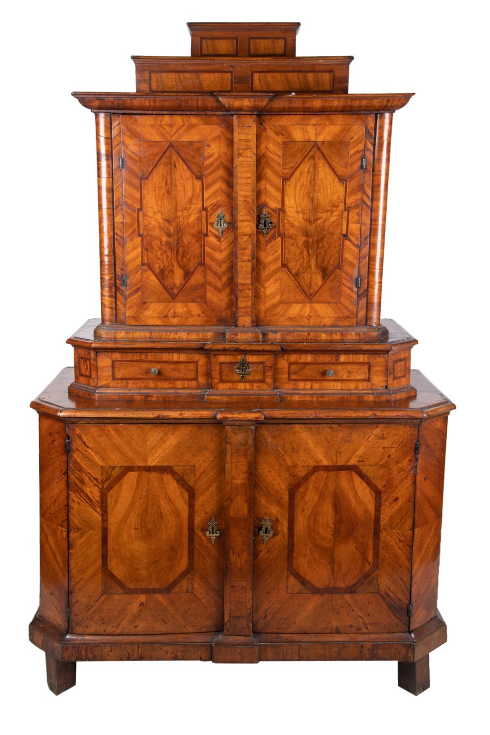 Appraisal: GERMAN BIEDERMEIER WALNUT CABINETthe upper section converted to a bar