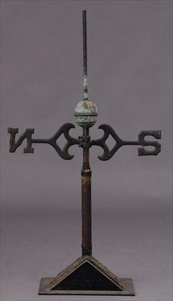 Appraisal: AMERICAN WROUGHT IRON AND COPPER WEATHERVANE BASE x in