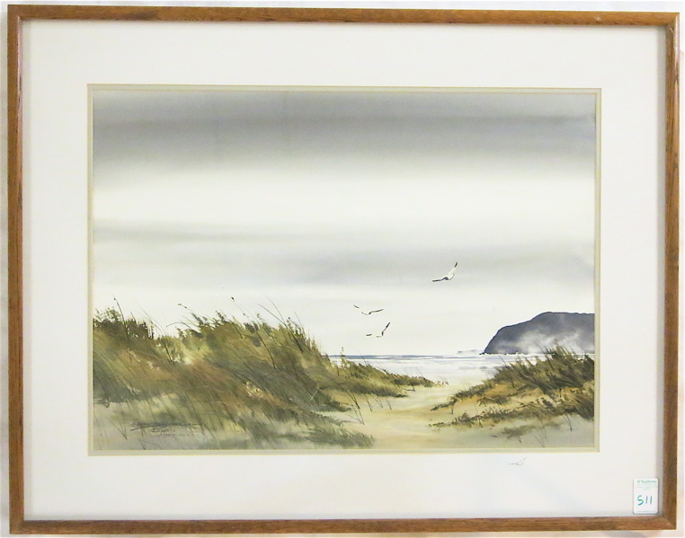 Appraisal: RICHARD HAZELTON WATERCOLOR ON PAPER Depot Bay Oregon st century