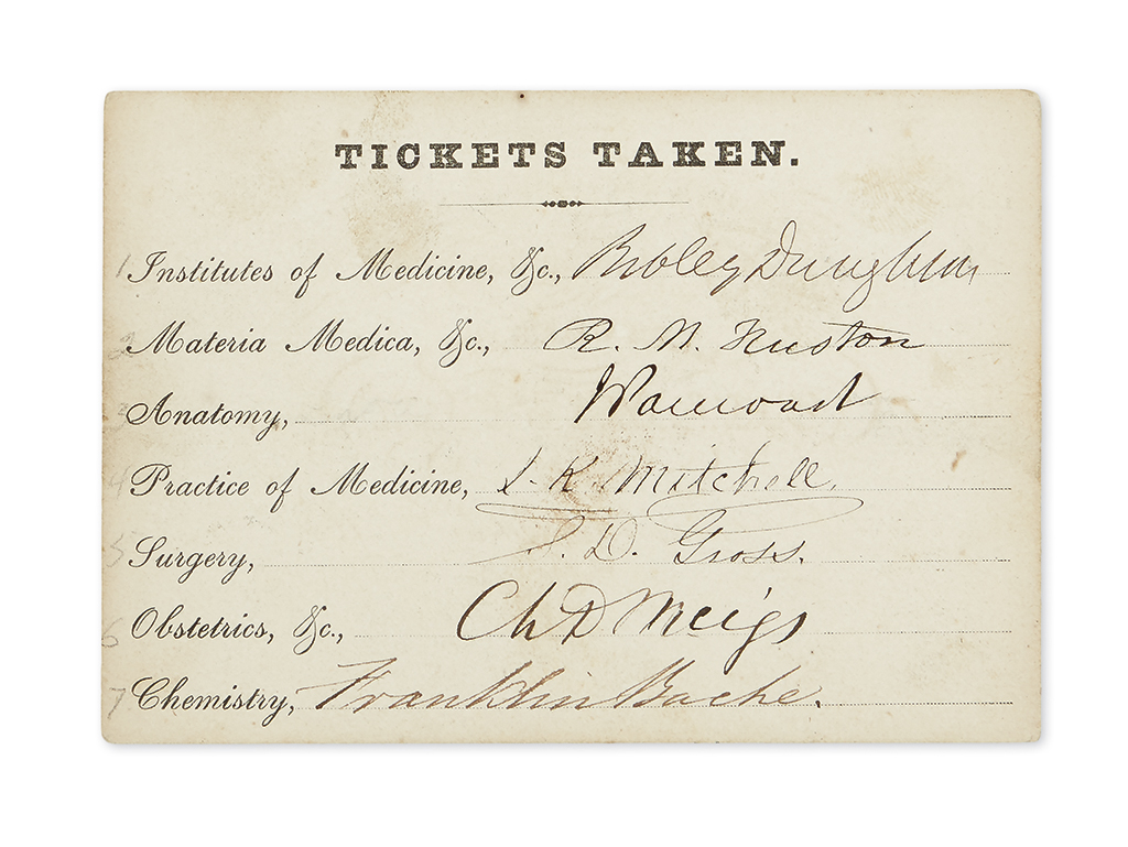 Appraisal: MEDICINE Lecture tickets issued to a student at the Jefferson