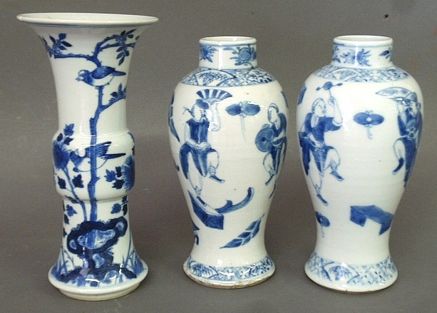 Appraisal: - Pair of Chinese blue white porcelain urns h and