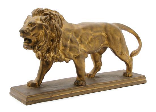 Appraisal: A Bronze Figure of a Lion depicted in striding pose