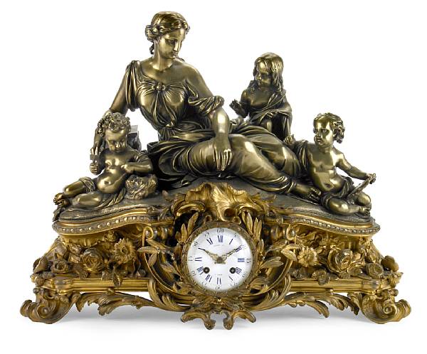 Appraisal: A Napoleon III gilt bronze figural mantel clock Henri Picardthird