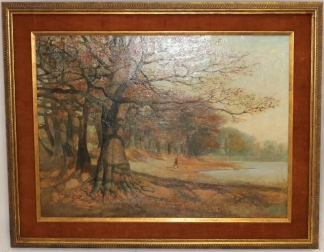 Appraisal: EDWIN J LAMBERT - UNITED KINGDOM OILPAINTING ON CANVAS AUTUMN