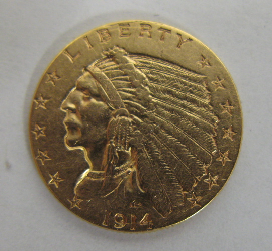 Appraisal: U S TWO AND ONE-HALF DOLLAR GOLD COIN Indian head