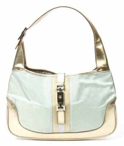 Appraisal: Gucci Jackie hobo handbag in metallic blue canvas with pale