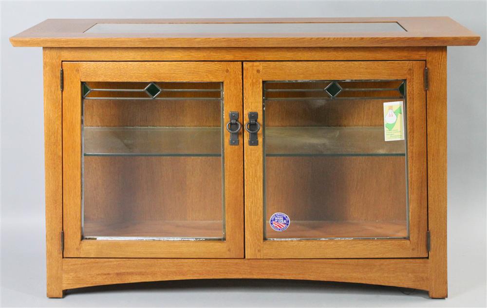 Appraisal: LEICK FURNITURE CO ECHOES MISSION STYLE OAK DISPLAY CABINET rectangular