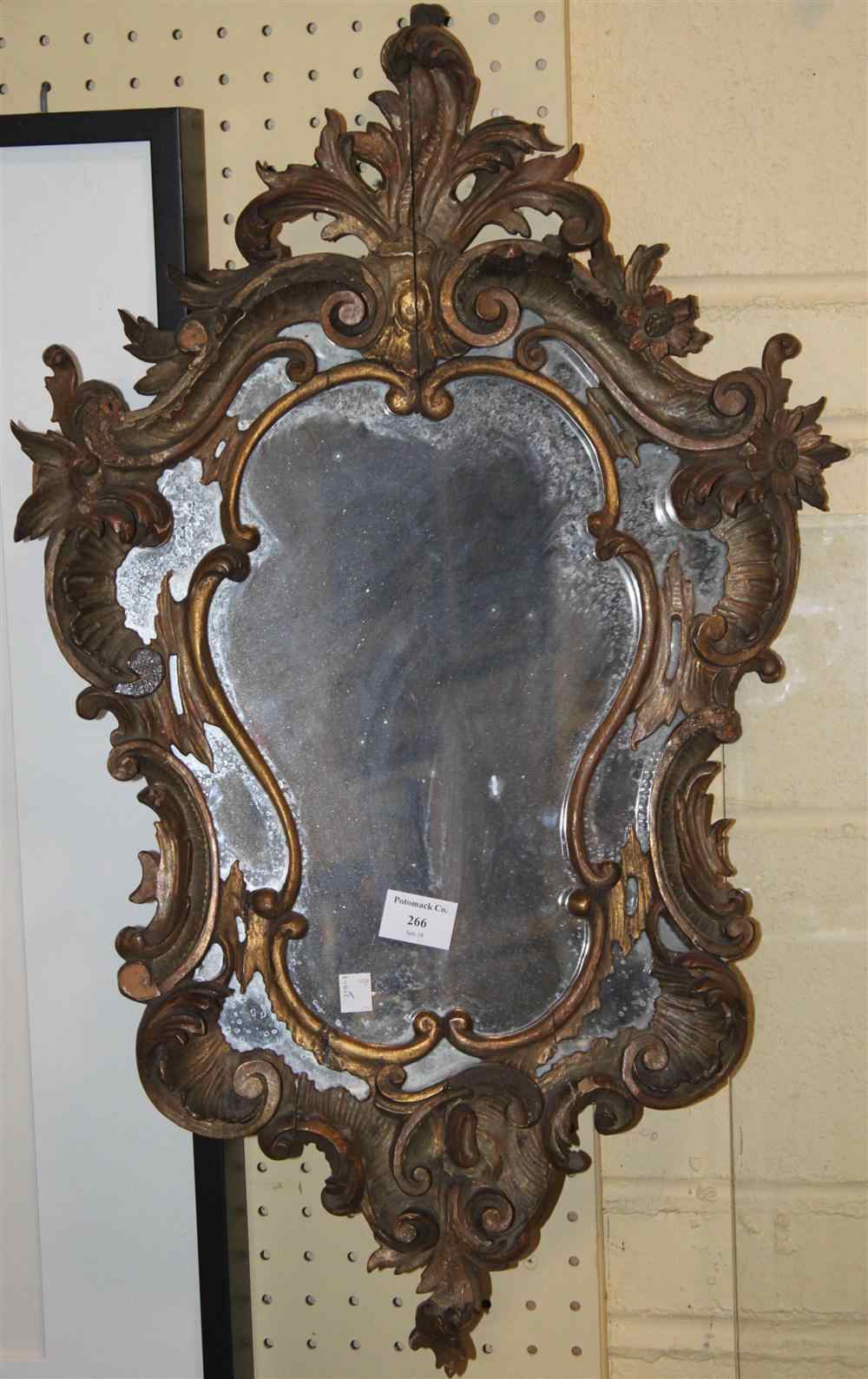 Appraisal: PAIR OF ITALIAN ROCOCO GILTWOOD MIRRORS TH TH CENTURY carved