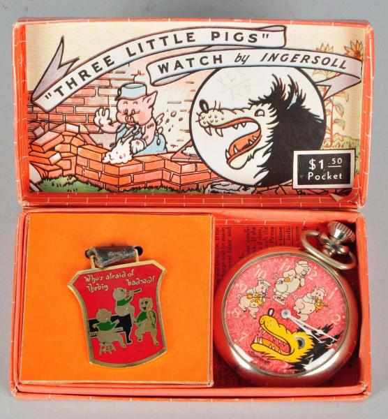 Appraisal: Ingersoll Disney The Little Pigs Pocket Watch Description Pocket watch