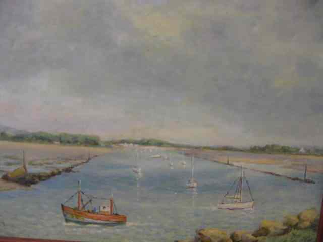 Appraisal: F Pichard Oil Boats along the Jetty '' x ''