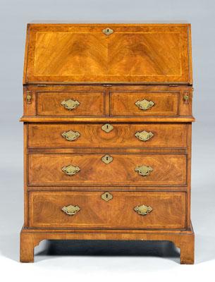 Appraisal: George I style diminutive desk figured veneers dovetailed drawers with