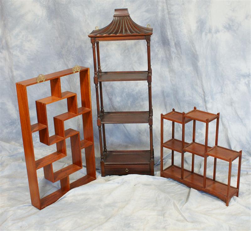 Appraisal: Group of Oriental curio shelves tallest is Estimate -