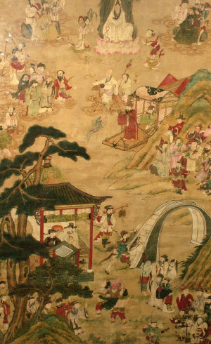 Appraisal: A th century Chinese painting depicting traditional figures in a