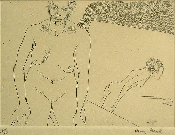 Appraisal: Mary Frank Untitled Nude in Mirror Etching printed on wove