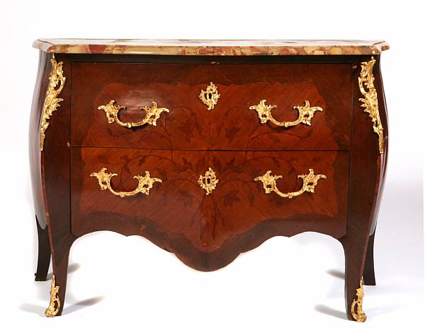 Appraisal: A Louis XV style inlaid walnut commode th century height