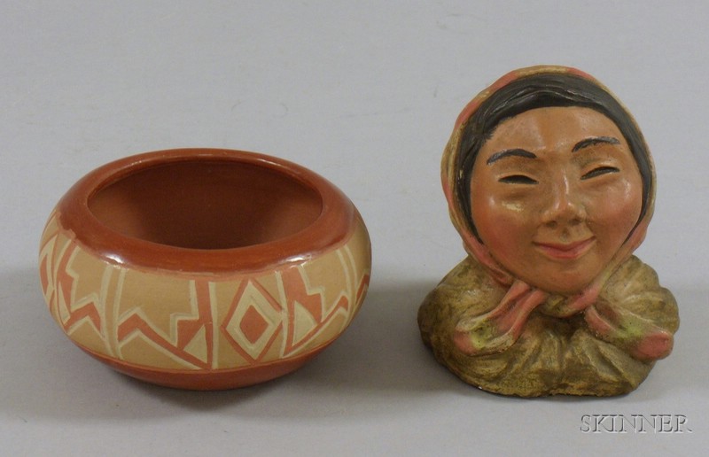 Appraisal: Small Native American Southwest Painted Pottery Bowl and an Alaskan