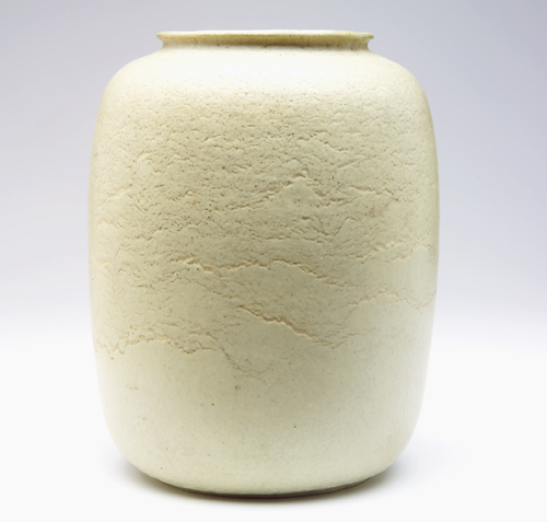 Appraisal: GRUEBY Melon-shaped vase covered in a fine feathered light yellow