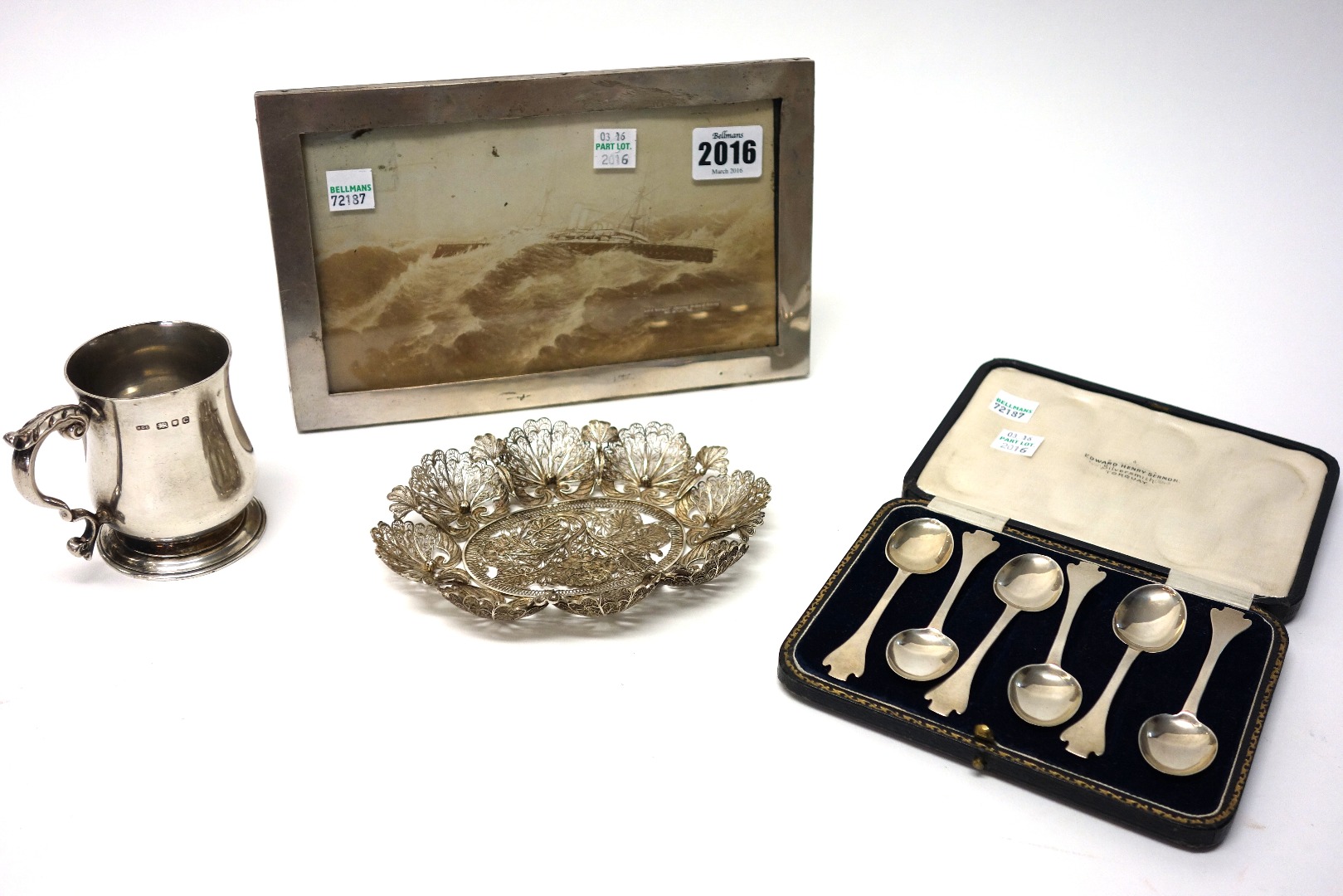 Appraisal: Silver and silver mounted wares comprising a rectangular photograph frame