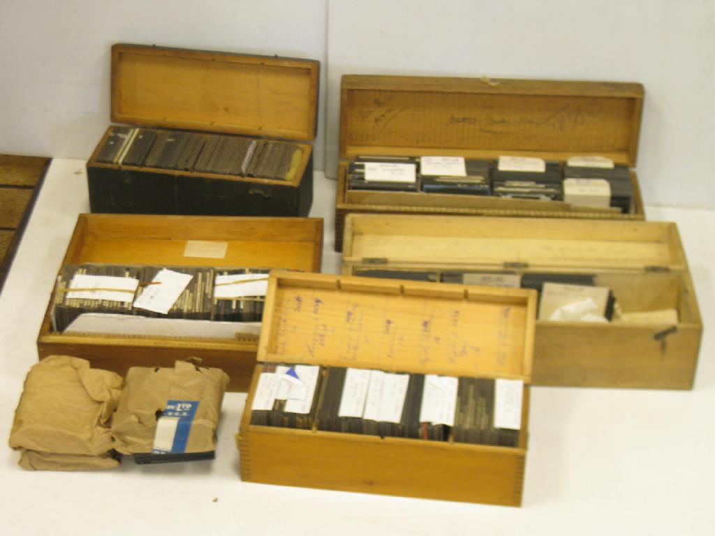 Appraisal: A collection of various Lantern Slides boxes