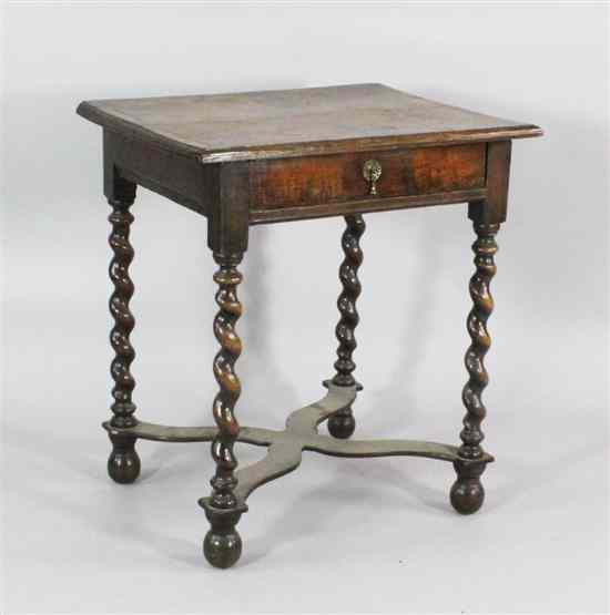 Appraisal: A late th century walnut and oak side table with