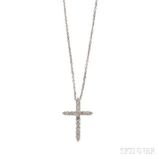 Appraisal: kt White Gold and Diamond Cross lg in suspended from