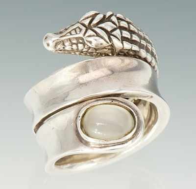 Appraisal: A Signed Barry Kieselstein-Cord Sterling Silver and Moonstone Ring Sterling