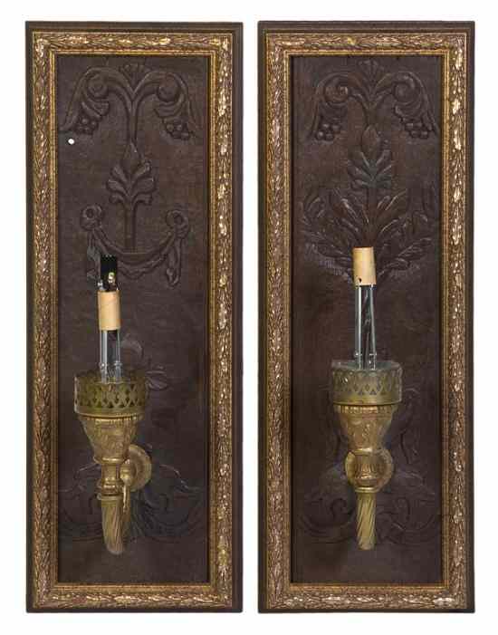 Appraisal: A Pair of Continental Carved Oak and Parcel Gilt Single-Light