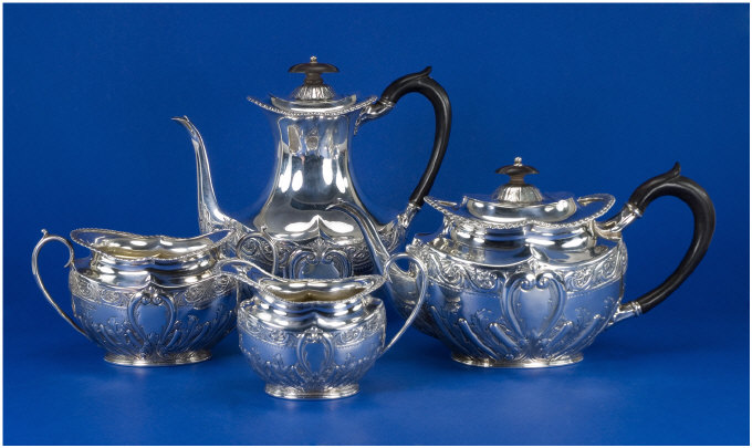 Appraisal: Victorian Four Piece Silver Tea and Coffee Service Hallmarked Sheffield