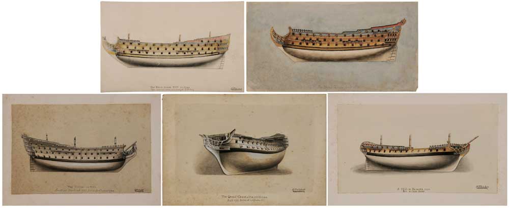 Appraisal: H Fletcher British th th century Five naval vessels four