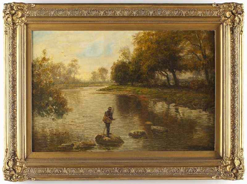 Appraisal: Arthur Blackburn Br - Fly Fishingoil on canvas written on