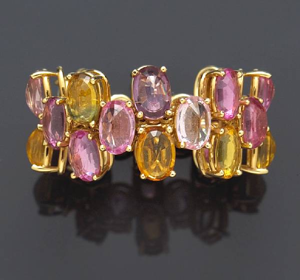 Appraisal: A multi-color sapphire flexible eternity band Nardi unsigned attributed to