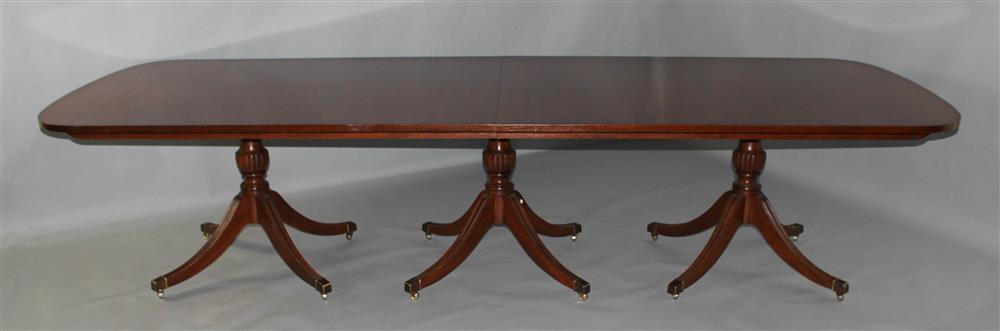 Appraisal: MT AIRY CO REGENCY STYLE THREE PEDESTAL DINING TABLE rectangular