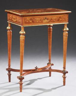 Appraisal: French Marquetry Inlaid Ormolu Mounted Rosewood Wo French Marquetry Inlaid