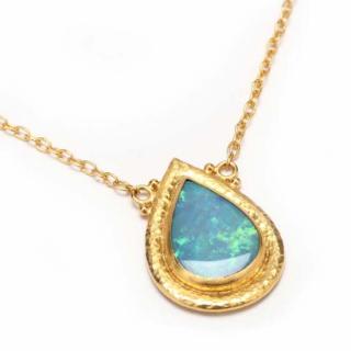 Appraisal: KT Gold and Opal Pendant Necklace Gurhan necklace centering on