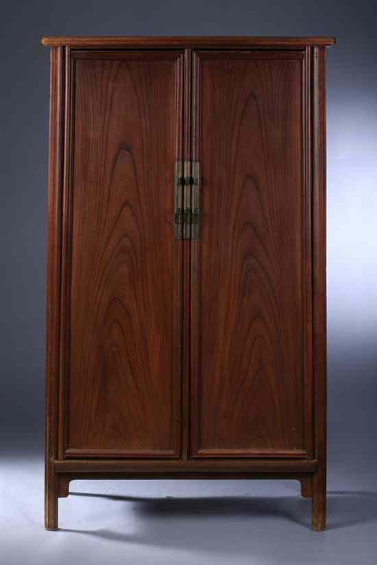 Appraisal: CHINESE ELMWOOD CABINET early th century Of rectangular outline with