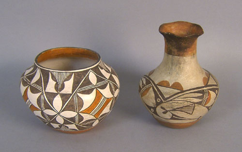 Appraisal: Acoma pottery olla h together with Santo Domingo vase h