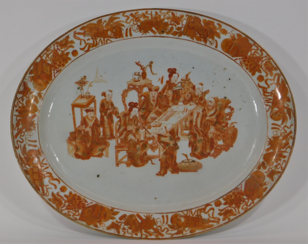 Appraisal: C CHINESE FITZHUGH PORCELAIN COURT SCENE PLATTER China th CenturyLarge