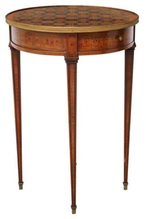 Appraisal: French inlaid occasional table th c having circular top with