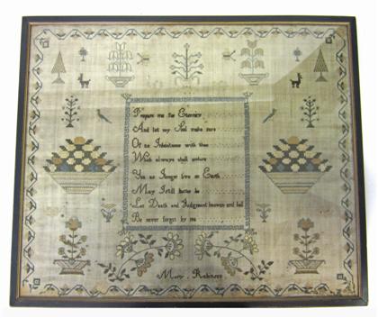 Appraisal: Needlework sampler mary robinson circa