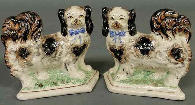 Appraisal: Rare pair of th c Staffordshire Pekinese dogs with blue