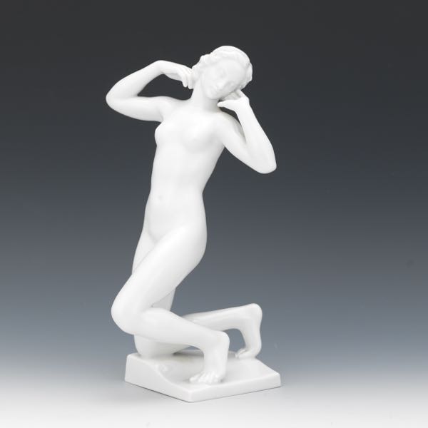 Appraisal: AUGARTEN WIEN ART DECO KNEELING WOMAN FIGURINE White porcelain figurine